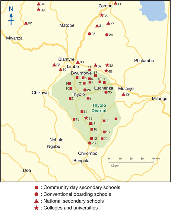 Map of schools, colleges, universities